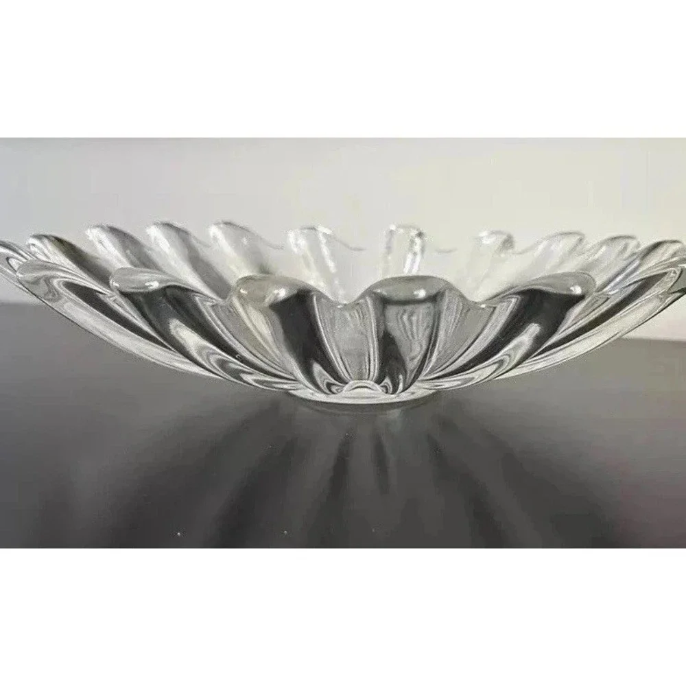 Vintage Fostoria Bowl Celestial 11.5 Clear Glass Shallow Ribbed Flower Petal